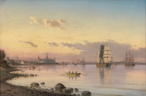 Lot 6110, Auction  126, Baagøe, Carl Emil, Ansicht des Hafens von Helsingør mit Schloss Kronburg