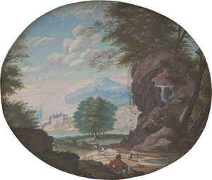 Lot 6542, Auction  126, Büchel, Emmanuel - zugeschrieben, Zwei pittoreske Landschaften mit Jägern und Hirten