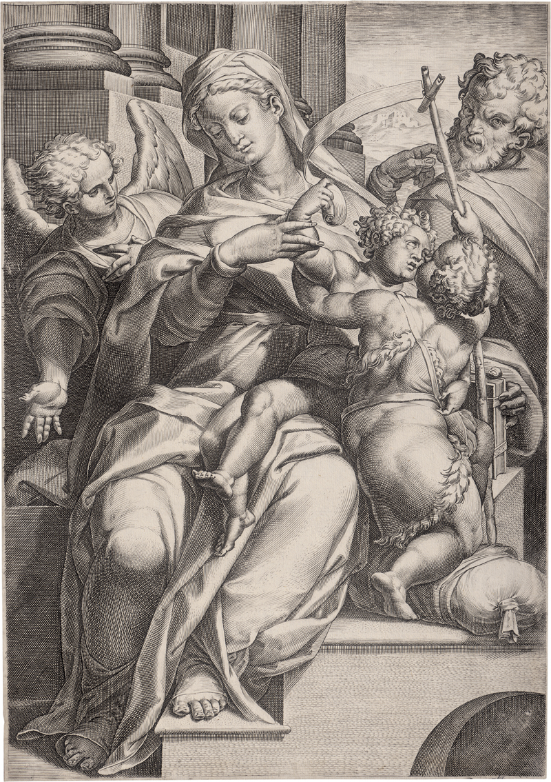 Lot 5053, Auction 126, Carracci, Agostino, Die Hl. Familie mit Johannes d. Täufer und einem Engel
