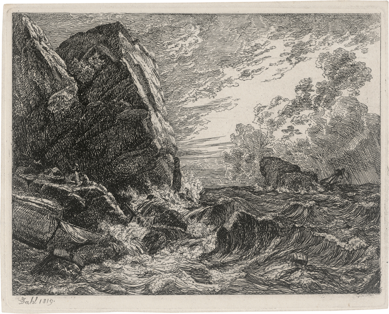 Lot 5356, Auction 126, Dahl, Johan Christian Clausen, Norwegische Seeküste während eines Sturmes