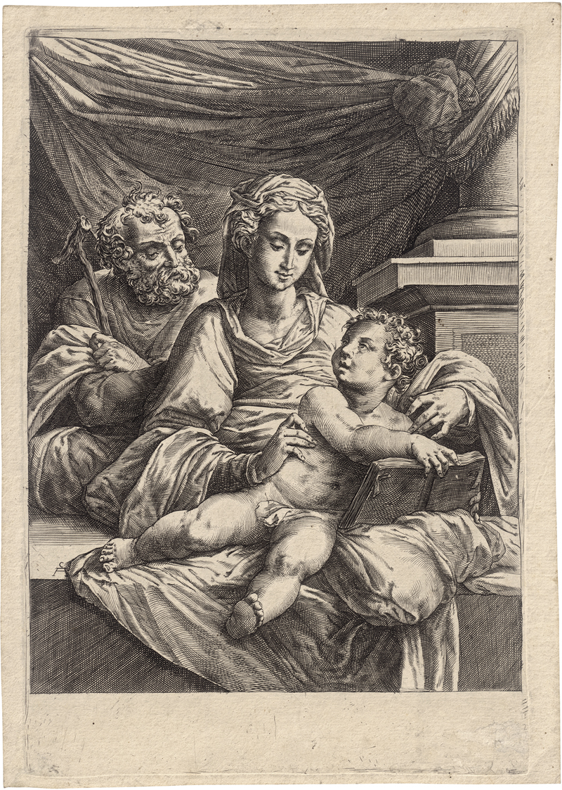 Lot 5477, Auction  126, Alberti, Cherubino, Die Madonna, der hl. Josef und das Christkind mit dem aufgeschlagenen Buch