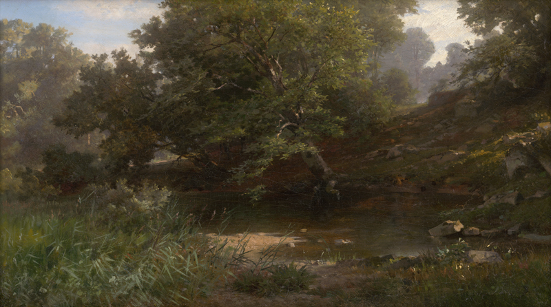 Lot 6128, Auction 126, Kalckreuth, Stanislaus Graf von, Wassertümpel in bewaldeter Hügellandschaft