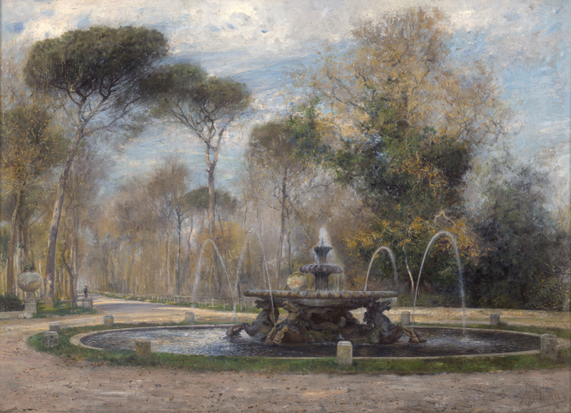 Lot 6139, Auction 126, Merker, Max, Brunnen im Park der Villa Borghese