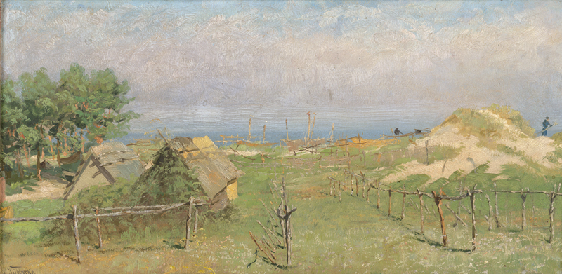 Lot 6151, Auction 126, Tübbecke, Paul Wilhelm, "Auf den Dünen bei Coserow auf Usedom": Fischerhütten an der Küste