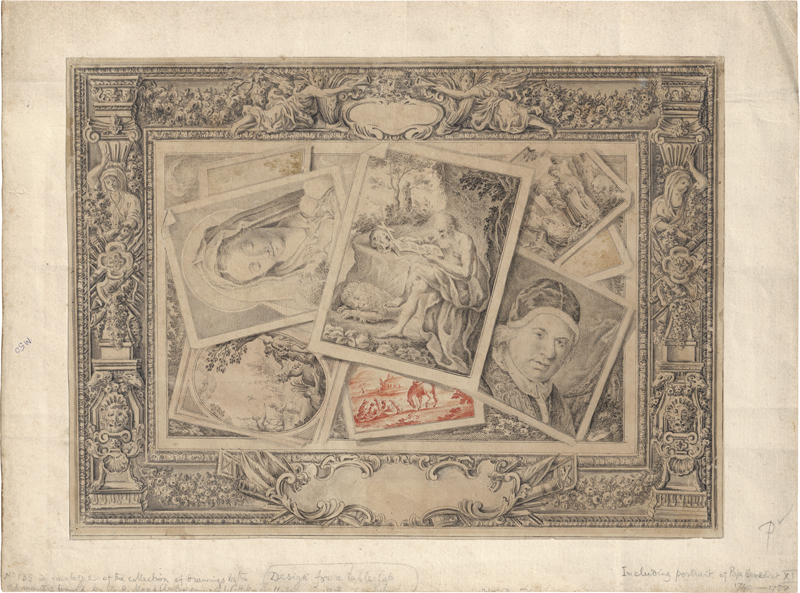 Lot 6551, Auction 126, Italienisch, 18. Jh. Entwurf für eine Tischplatte mit Trompe l'oeuil mit ornamentalem Rand