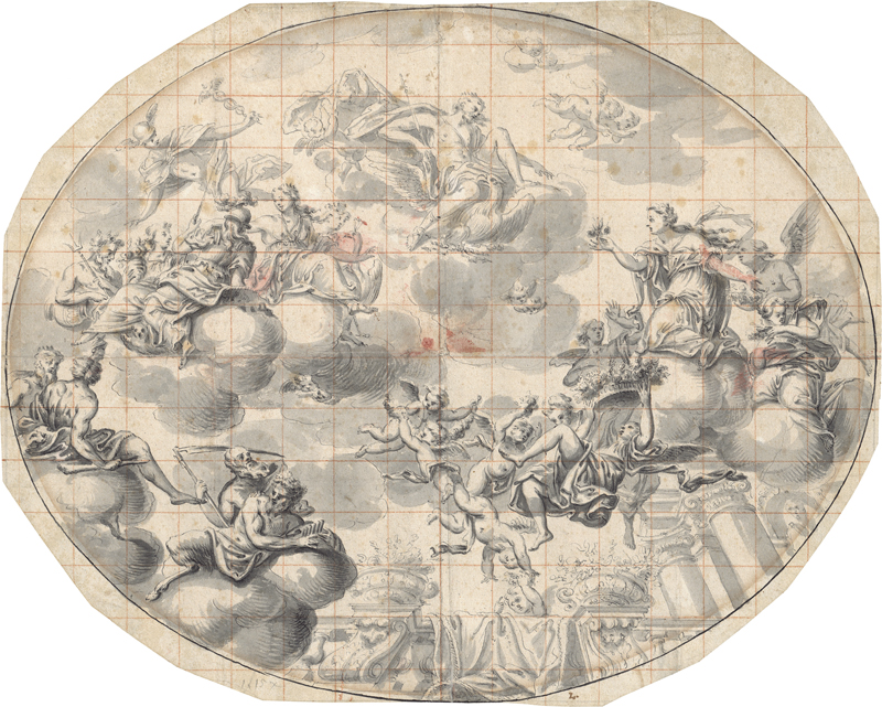 Lot 6559, Auction 126, Scheffler, Felix Anton, Die Götter des Olymp: Entwurf für eine illusionistische Malerei