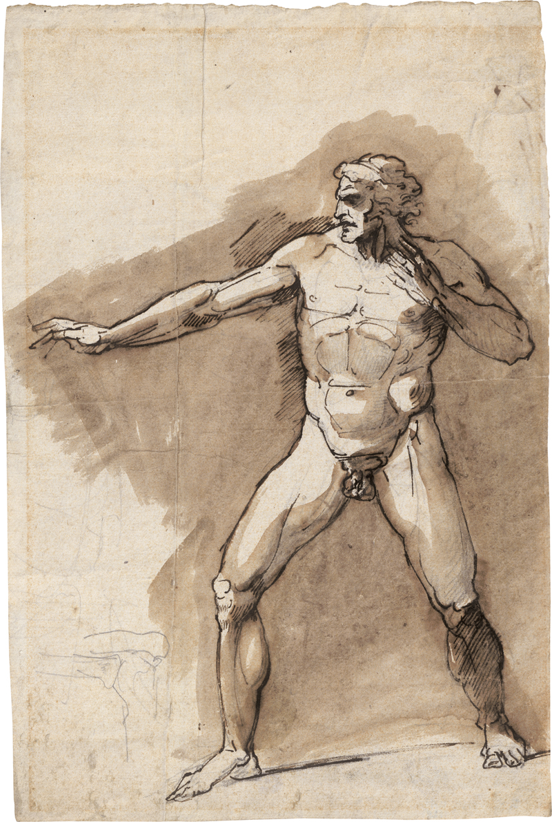 Lot 6576, Auction 126, Italienisch, um 1790. Aktstudie eines athletischen Mannes.