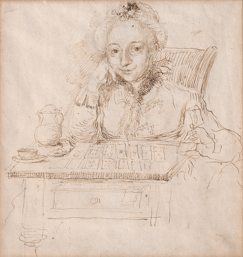 Lot 6603, Auction  126, Berliner Schule, um 1760. Bildnis einer Dame beim Patience Spiel