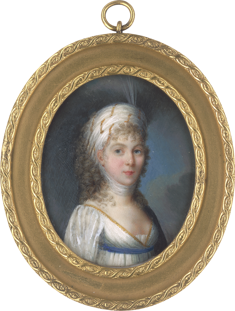 Lot 6617, Auction  126, Schwartz, Johann Christian August - Umkreis, Bildnis der Kronprinzssin Luise in weißem Chemise-Kleid