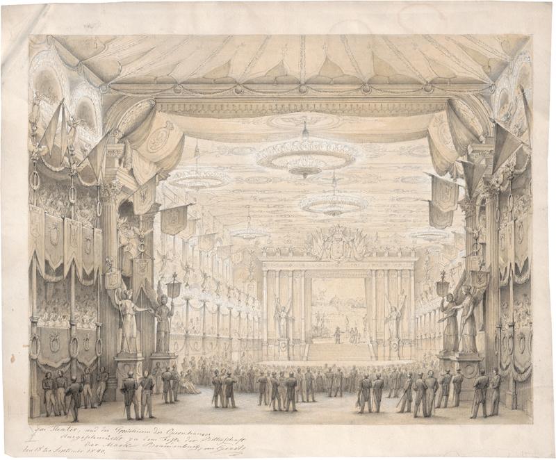 Lot 6623, Auction  126, Gerst, Johann Karl Jacob, Zwei Entwürfe zum Fest der Ritterschaft der Mark Brandenburg im Berliner Opernhaus 1840