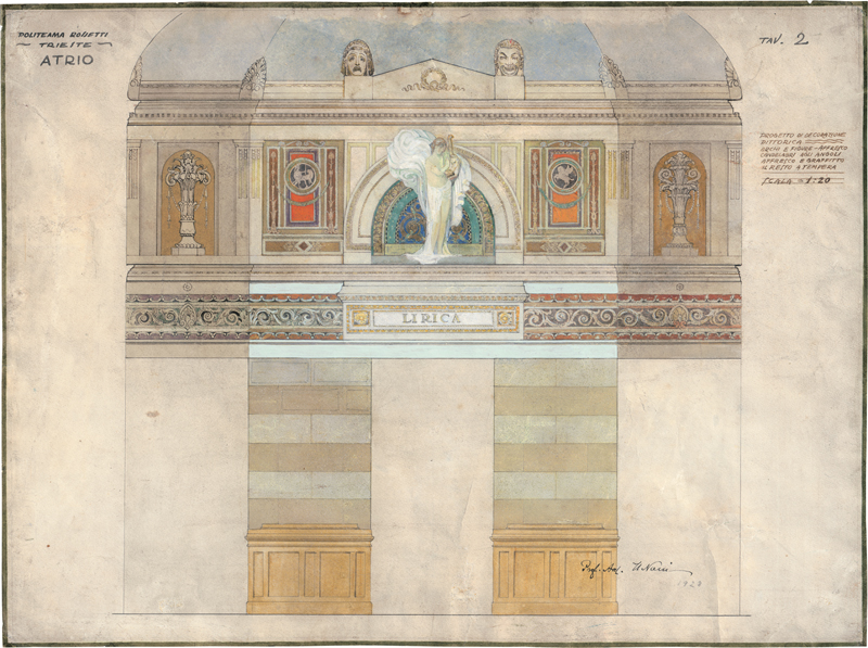 Lot 6734, Auction 126, Italienisch, 1928. Politeama Rossetti: Entwurf für die malerische Dekoration des Atriums des Theaters in Triest