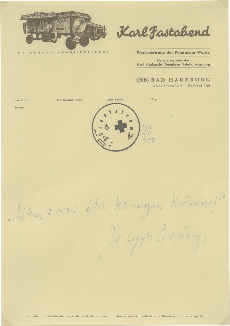 Lot 8041, Auction 126, Beuys, Joseph, Nehmt was ihr kriegen könnt!