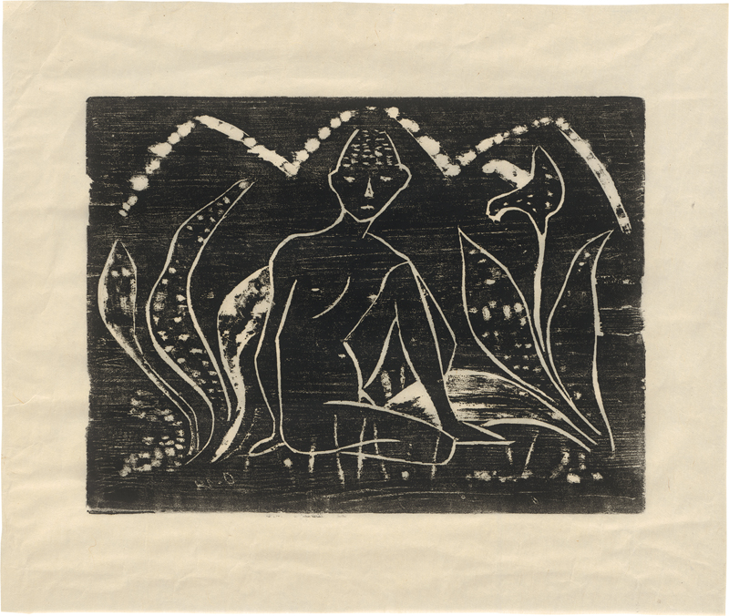 Lot 8202, Auction  126, Mueller, Otto, Knabe zwischen Blattpflanzen/Mädchen zwischen Blattpflanzen