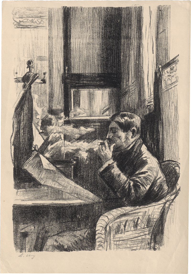 Lot 8288, Auction  126, Ury, Lesser, Rauchender Herr im Kaffee I