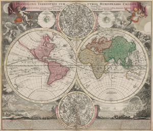 Lot 20, Auction  127, Homann, Johann Baptist, Planiglobii Terrestris cum utroq Hemisphaerio Caelesti generalis exhibitio