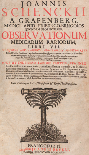 Lot 324, Auction  127, Schenck von Grafenberg, Johannes, Observationum medicarum rariorum, libri VII