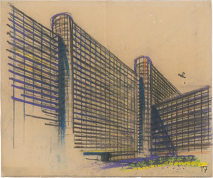 Lot 493, Auction  127, Behrens, Peter, Verkehrspalast 17 Gibraltar. Gläserne Staffelfassaden. 