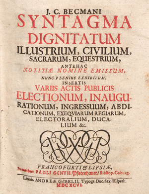 Los 505 - Becmann, Johann Christoph - Syntagma dignitatum illustrium - 0 - thumb