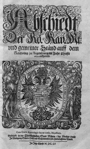 Los 1196 - Schönwetter, Johann Gottfried - Abschiedt der Rö. Kay. Mt: und gemeiner Ständ [und:] Peinliche Gerichts Ordnung der Römischen Kaiserlichen Mayestat - 0 - thumb