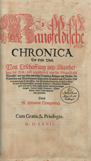 Los 1200 - Spangenberg, Cyriacus - Mansfeldische Chronica - 0 - thumb