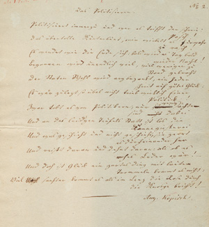 Lot 2526, Auction  127, Kopisch, August, Signiertes Gedichtmanuskript "Das Politisieren". 1833