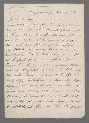 Lot 2553, Auction  127, Bernoulli, Carl Gustav, Brief an Eugen v. Halacsy. Guatemala 1869.