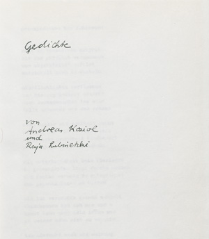 Lot 3192, Auction  127, Koziol, Andreas, Gedichte