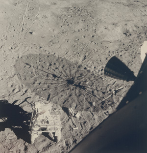 Lot 4244, Auction  127, NASA, View of Modular Equipment Transporter on the lunar surface taken from inside the Lunar Module, Apollo 14