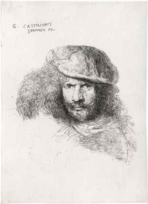 Lot 5049, Auction  127, Castiglione, Giovanni Benedetto, Bärtiger Mann mit Federhut (Porträt des Gian Lorenzo Bernini?)