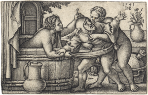 Lot 5440, Auction  127, Beham, Sebald, Der Narr mit zwei badenden Weibern