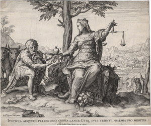 Lot 5470, Auction  127, Cort, Cornelis, Justizia weist die Reichtümer zurück