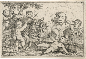 Lot 5659, Auction  127, Umbach, Jonas, Putti, den Bacchuszug nachahmend; Putti, mit einer Ziege spielend