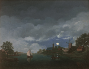 Lot 6026, Auction  127, Schepens, Joh., Flusslandschaft im Mondschein