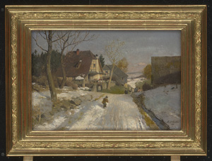 Los 6082 - Schuster, Rudolf Heinrich - Vorfrühling im Riesengebirge: Dorfstraße mit Schneeballwerfer - 1 - thumb