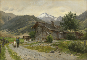 Lot 6091, Auction  127, Fischer, August, Sommertag bei Brig im Wallis, im Hintergrund der Wasenhorn