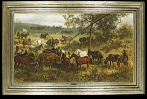 Los 6103 - Adam, Franz - Puszta Landschaft mit Pferden an der Tränke - 1 - thumb