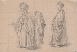 Lot 6311, Auction  127, Dauzats, Adrien, Studienblatt mit der Figur eines stehenden Arabers mit Burnus und Turban