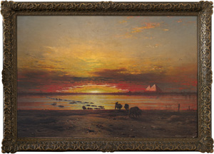 Los 6351 - Hildebrandt, Eduard - Nillandschaft mit Pyramiden im Abendlicht - 1 - thumb