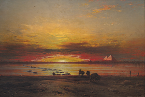Lot 6351, Auction  127, Hildebrandt, Eduard, Nillandschaft mit Pyramiden im Abendlicht