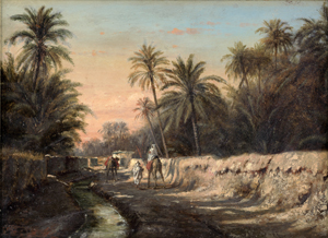 Lot 6353, Auction  127, Französisch, um 1880. Palmenhain in einer Oase