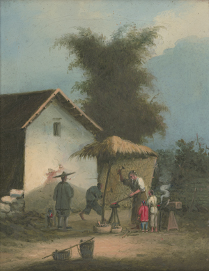 Lot 6393, Auction  127, Chinesisch, 19. Jh. Pendants mit Ansichten aus dem Perlflussdelta