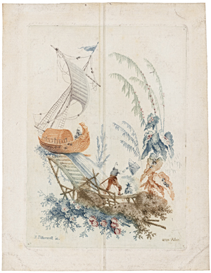 Lot 6404, Auction  127, Allen, Anne, Chinoiserie mit Boot und Fischer