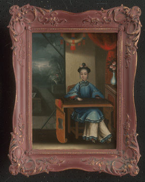 Los 6406 - Chinesisch - 19. Jh. Chinesische Frau, Guqin spielend; Chinesische Frau, eine Blume betrachtend - 4 - thumb
