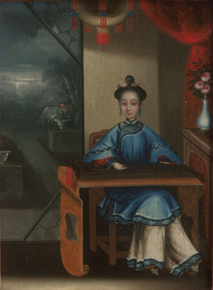 Los 6406 - Chinesisch - 19. Jh. Chinesische Frau, Guqin spielend; Chinesische Frau, eine Blume betrachtend - 1 - thumb