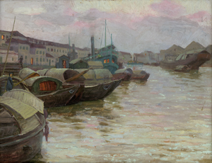 Lot 6437, Auction  127, Delacroix, André, Am Kanal von Song Tam Bac in Haiphong, Vietnam