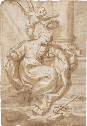 Lot 6510, Auction  127, Piola, Domenico, Die hl. Agnes, verwundet und von einem Engel gekrönt. 