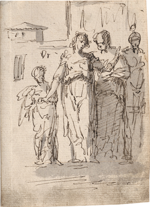 Lot 6551, Auction  127, Venezianisch, 18. Jh. Vier stehende Figuren in antiken Gewändern, darunter ein Soldat