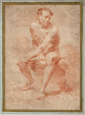 Lot 6552, Auction  127, Italienisch, 18. Jh. Sitzender männlicher Akt, die Hand auf das Knie gestützt