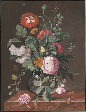 Lot 6578, Auction  127, Deutsch, 18. Jh. Blumen in einer Glasvase