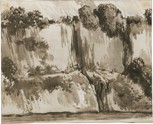 Lot 6593, Auction  127, Kobell, Franz, Bewachsene Felsen am Wasser